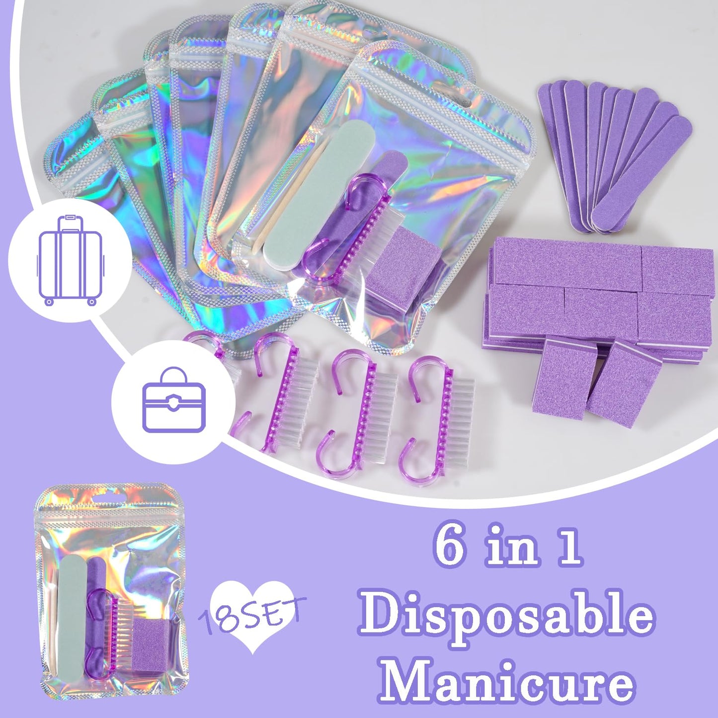 Bebbtii 18-piece nail prep tool set with files and buffers