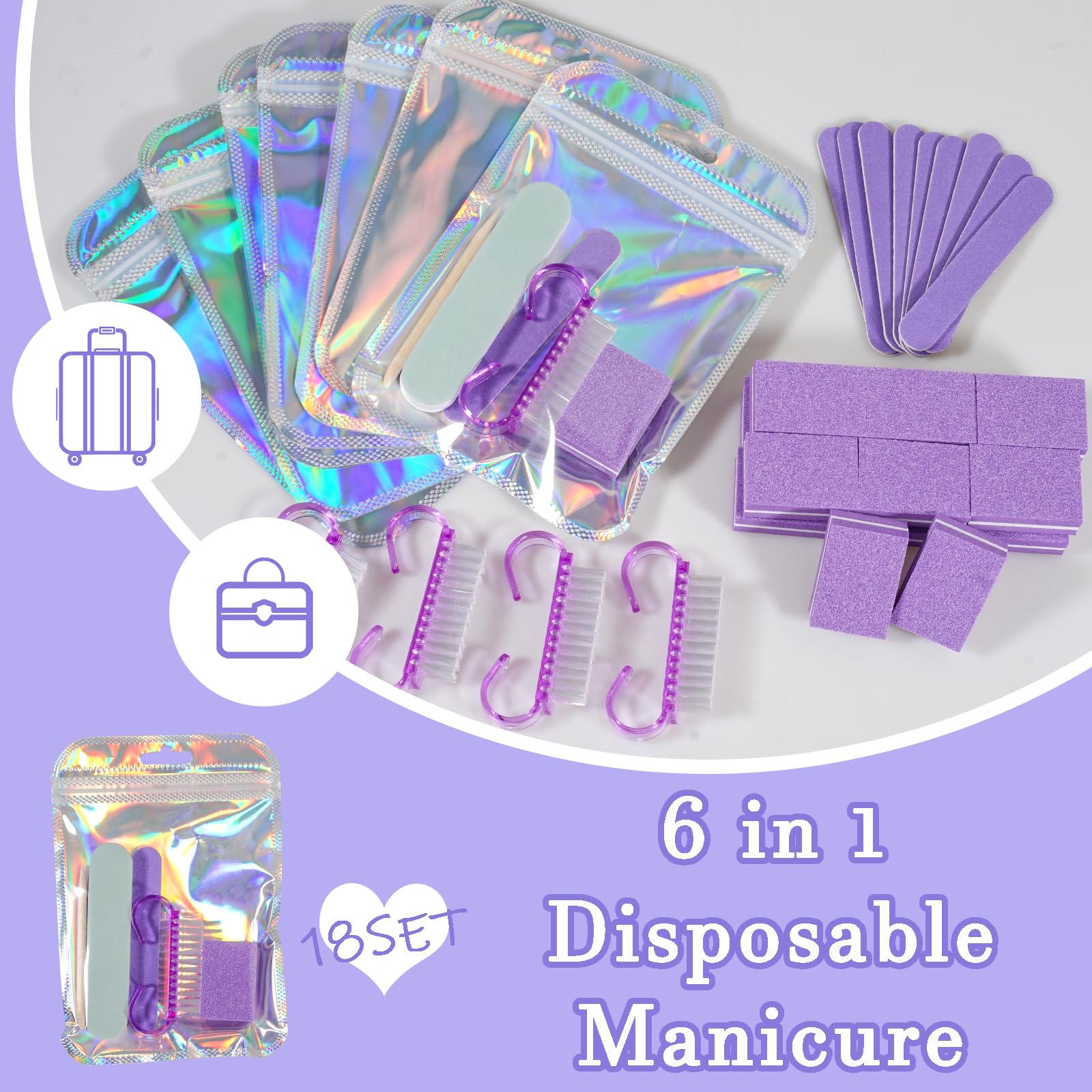 Bebbtii 18-piece nail prep tool set with files and buffers
