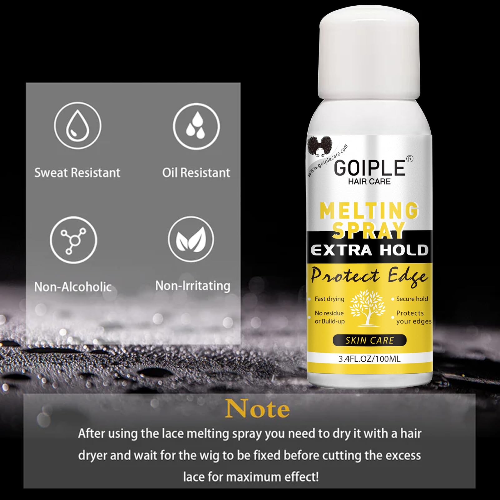 Back label view of Wozutunt wig adhesive spray with product application steps