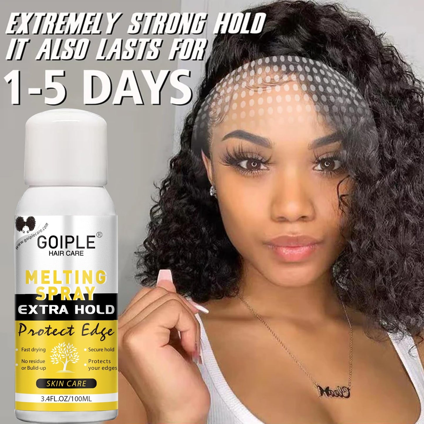 Wozutunt extreme hold lace styling spray showing fine mist aerosol nozzle design