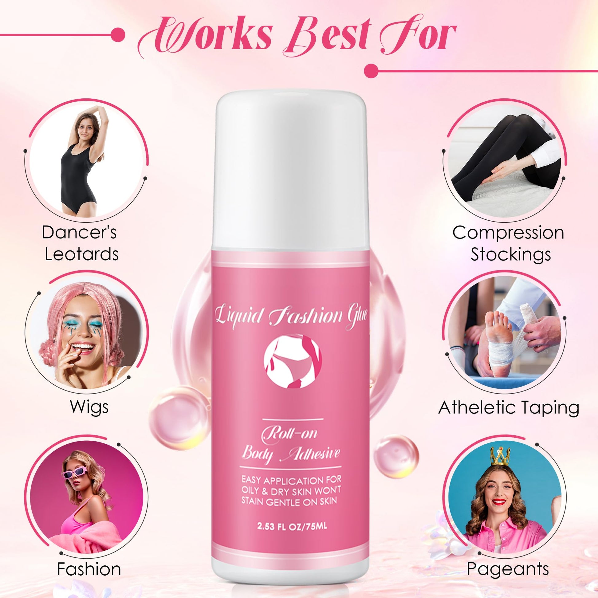 Skin safe clear non toxic dress adhesive packaging back view details