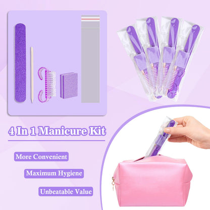 Individual 4-piece disposable nail care set components