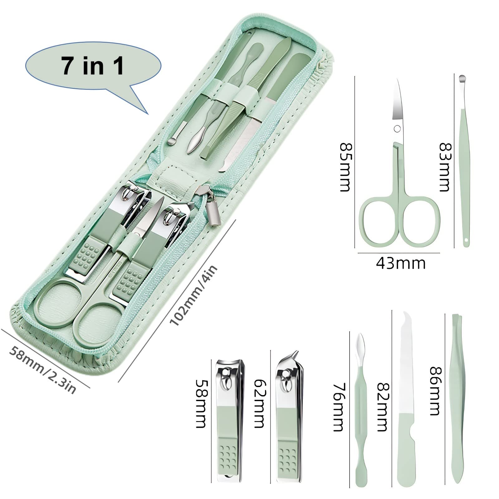 Professional nail grooming kit in zippered pouch