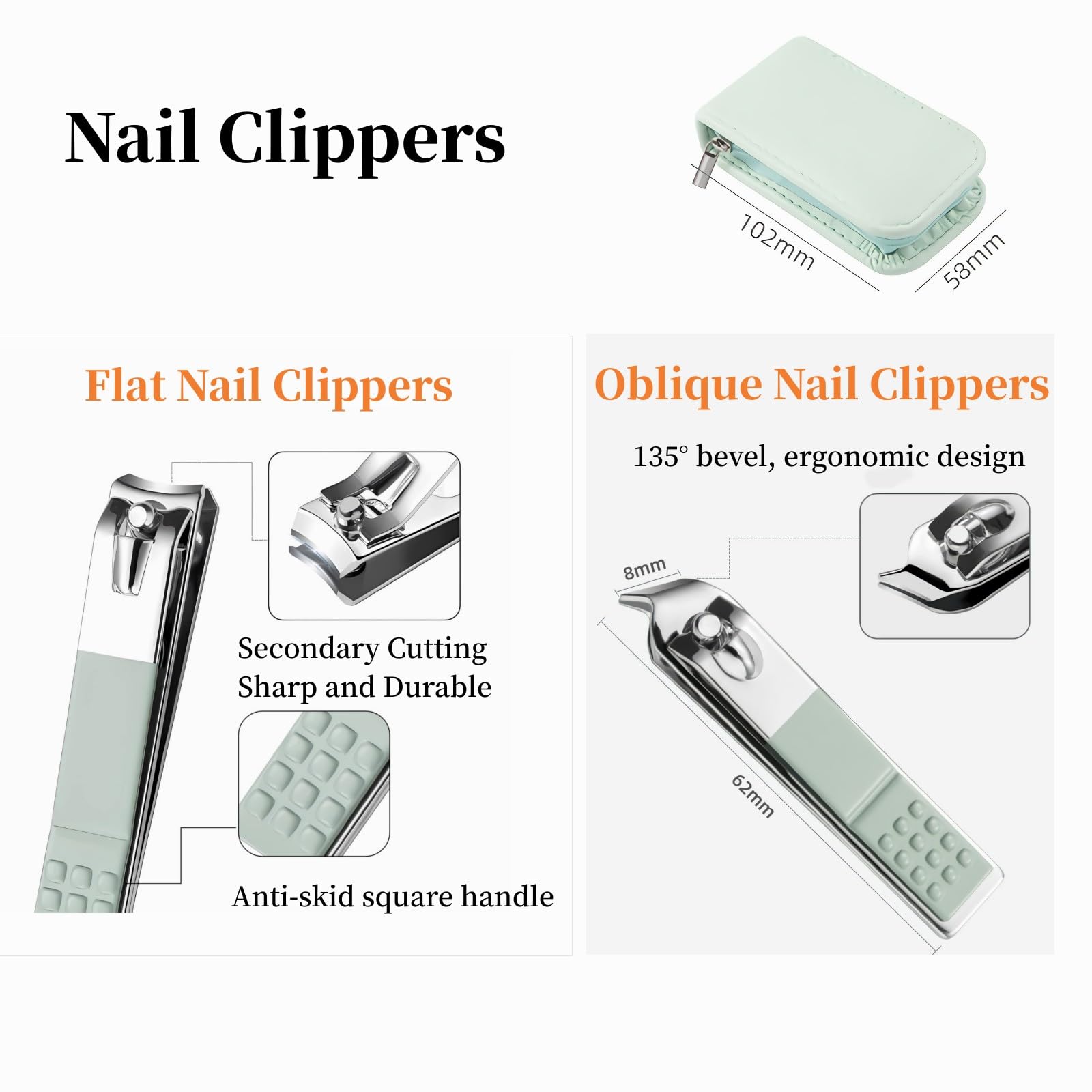 Top view of stainless steel pedicure tools set