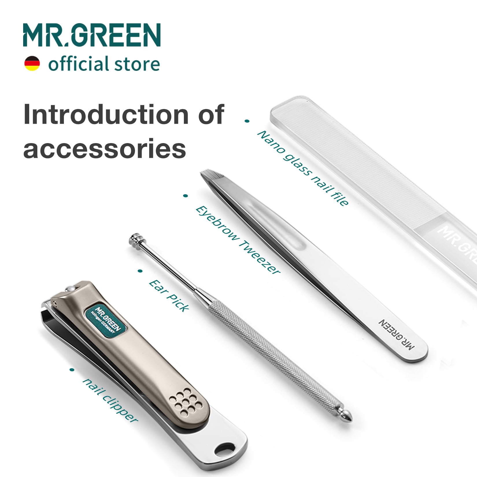 Top view of Mr. Green portable travel grooming set