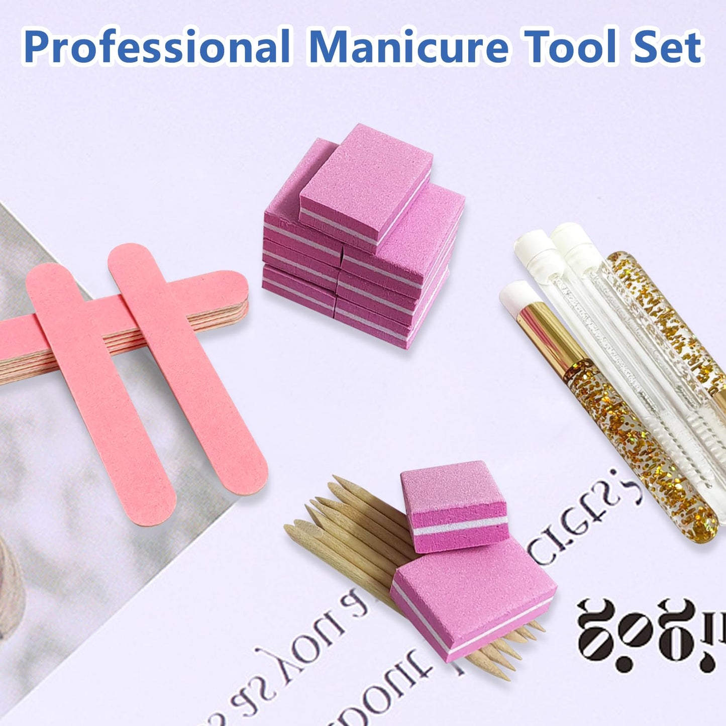 Educational display of 80/100 grit manicure tools