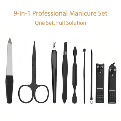 Complete set of nine professional manicure and pedicure tools