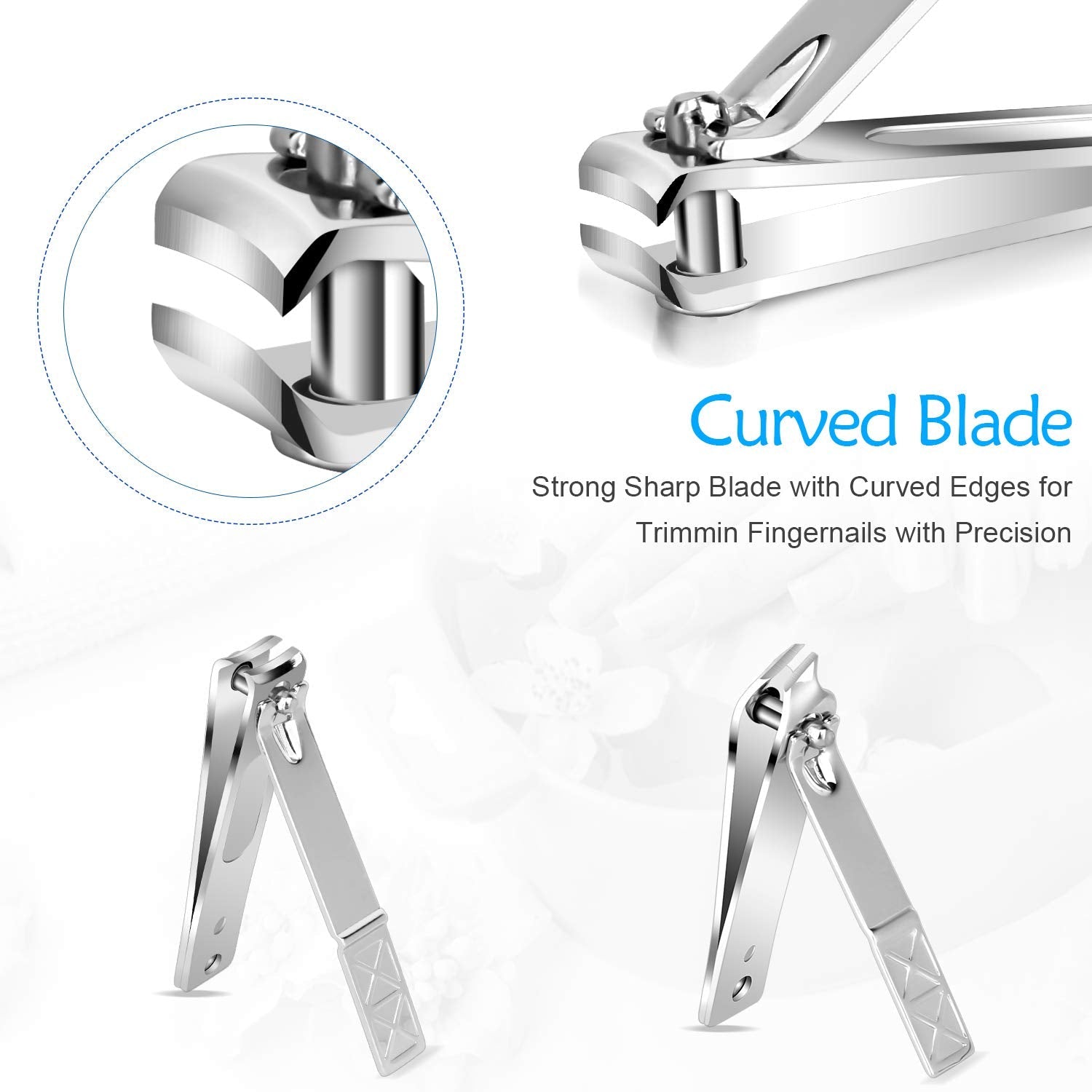 Teamkio professional stainless steel nail clipper set open view