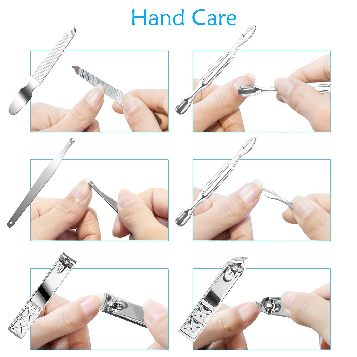 Teamkio manicure pedicure set for travel showing all tools