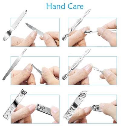 Teamkio manicure pedicure set for travel showing all tools