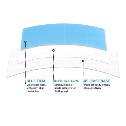 Piaou blue C shape double sided adhesive hair tape close up