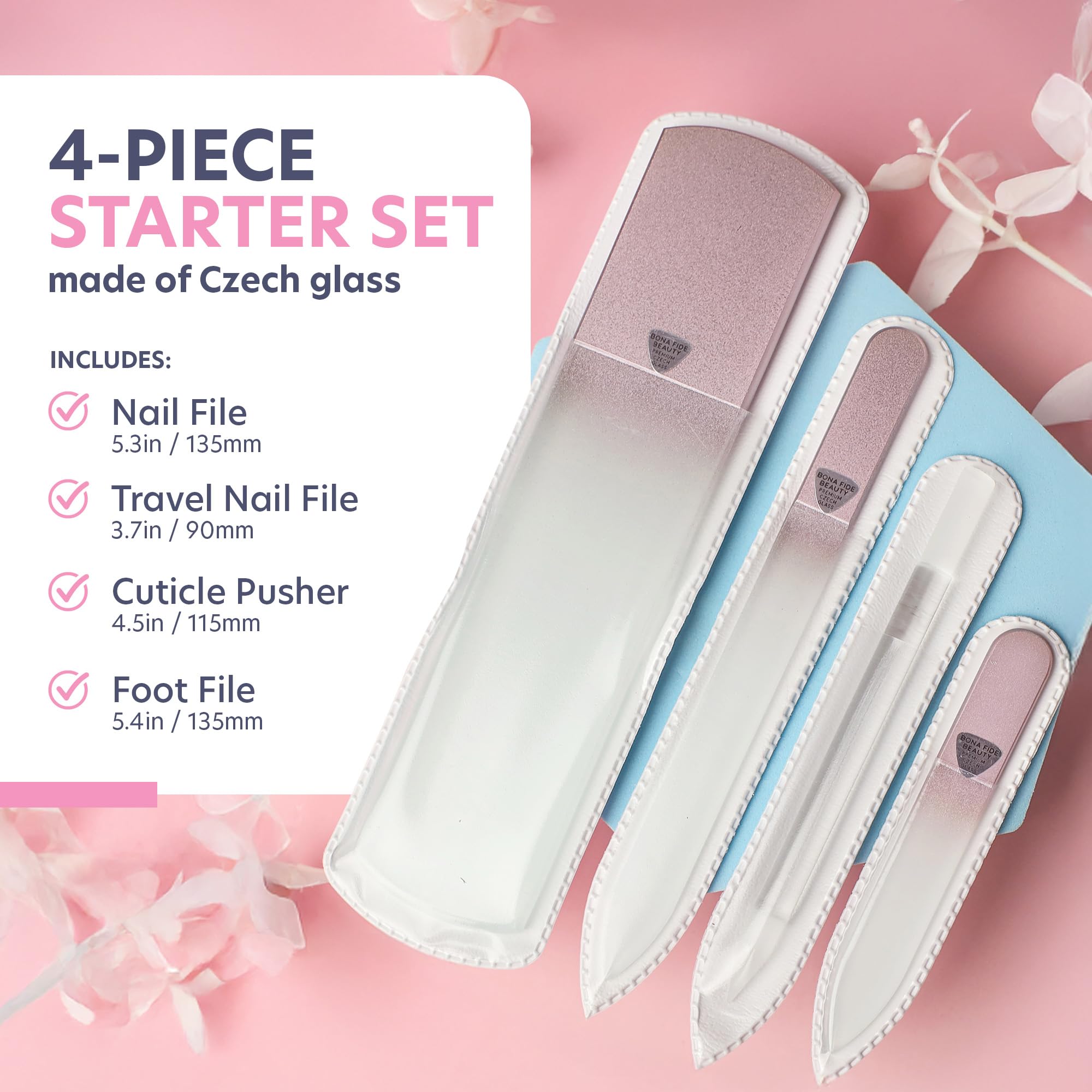 Bona Fide Beauty glass foot file and nail file set