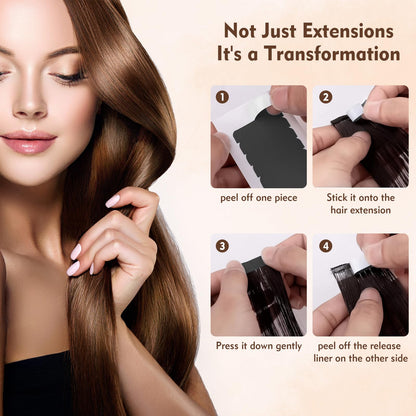Applying Fovko adhesive tape to hair extension
