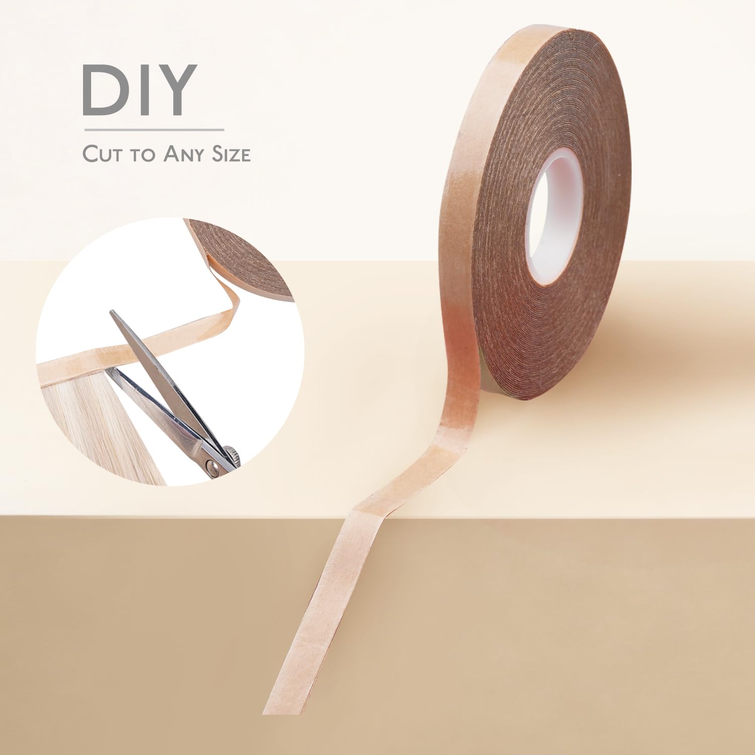 No residue transparent hair extension replacement tape roll by WENNALIFE displayed flat