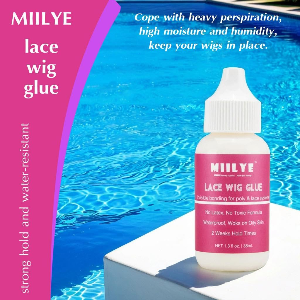 MIILYE hair replacement adhesive liquid applying white on skin before drying clear