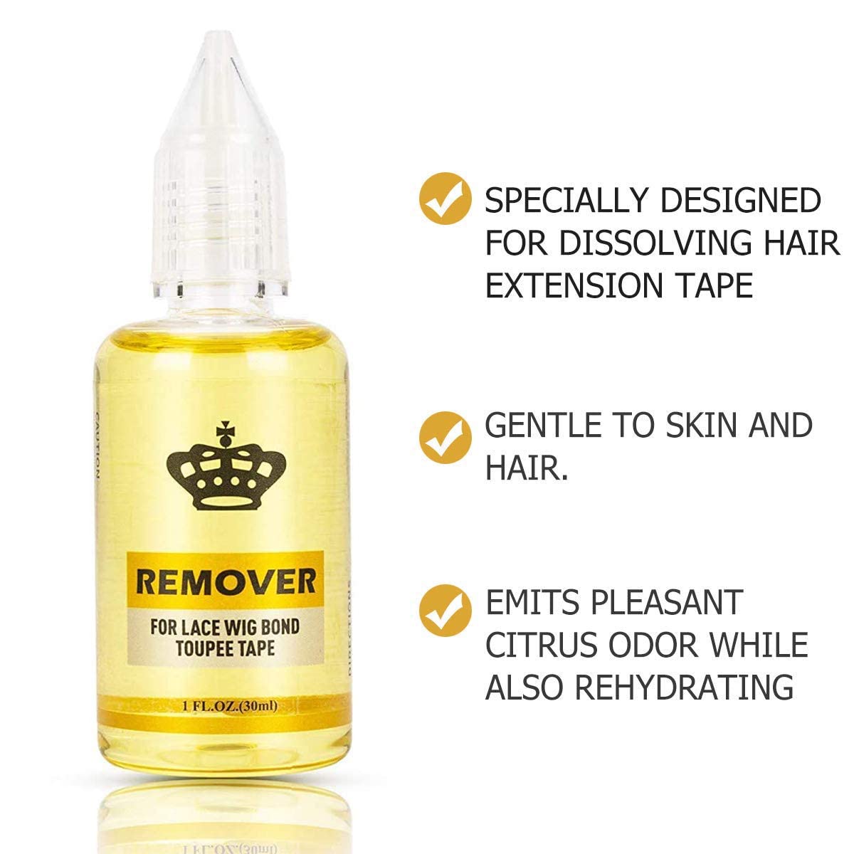 Amyqueen hair extensions remover liquid being applied to hair extension tape bonds