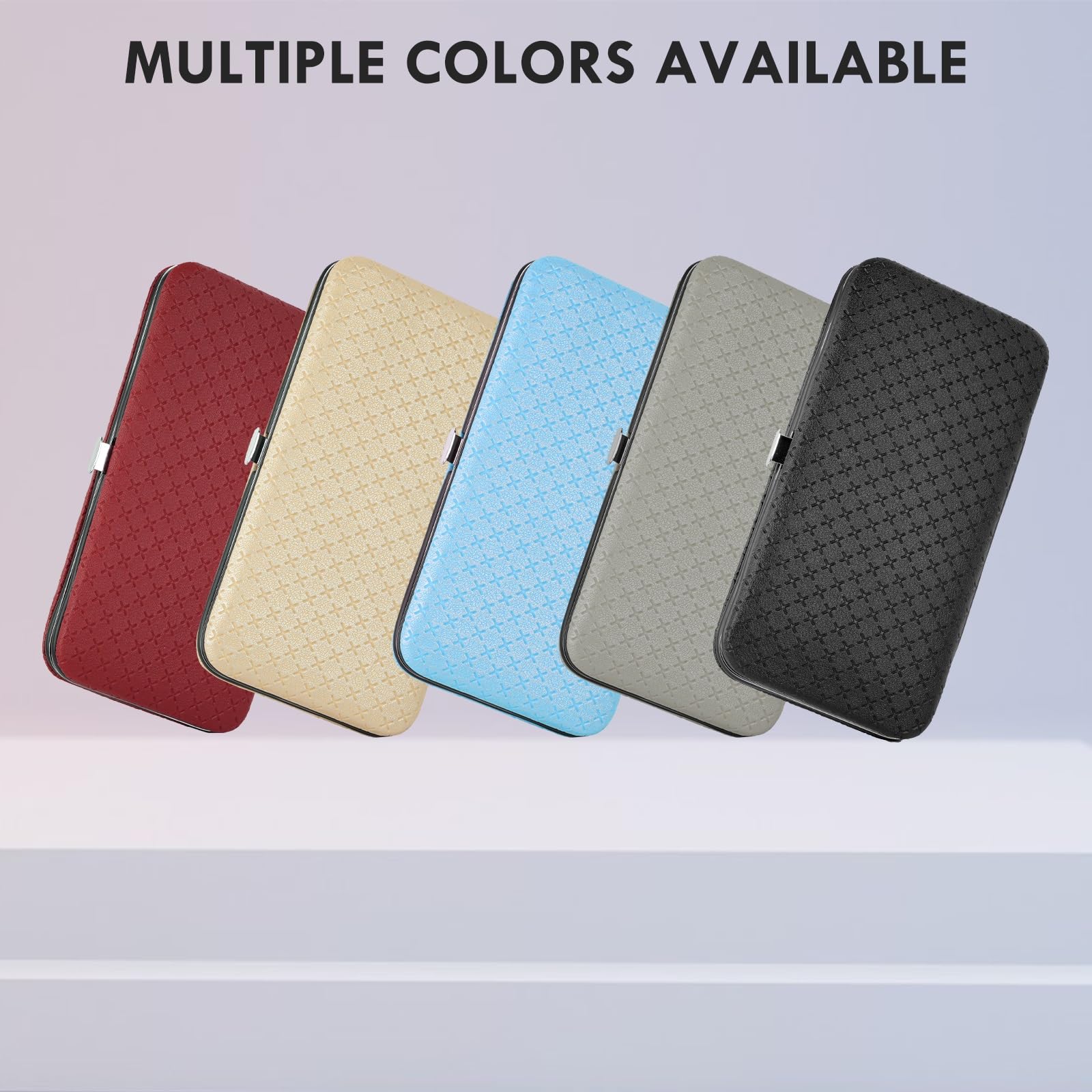 Portable black leather case closed for travel