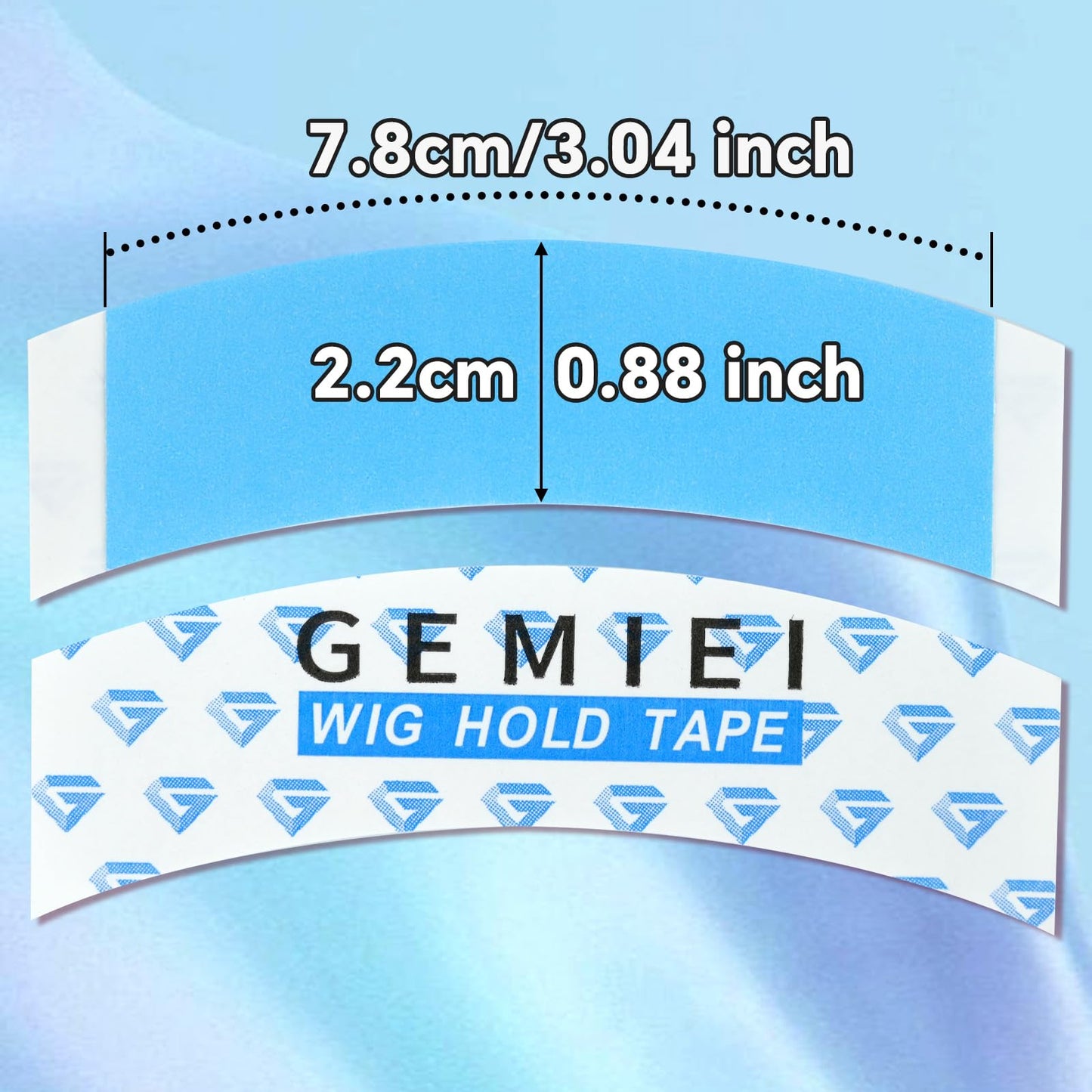Close up of C-shaped double sided lace wig adhesive strips