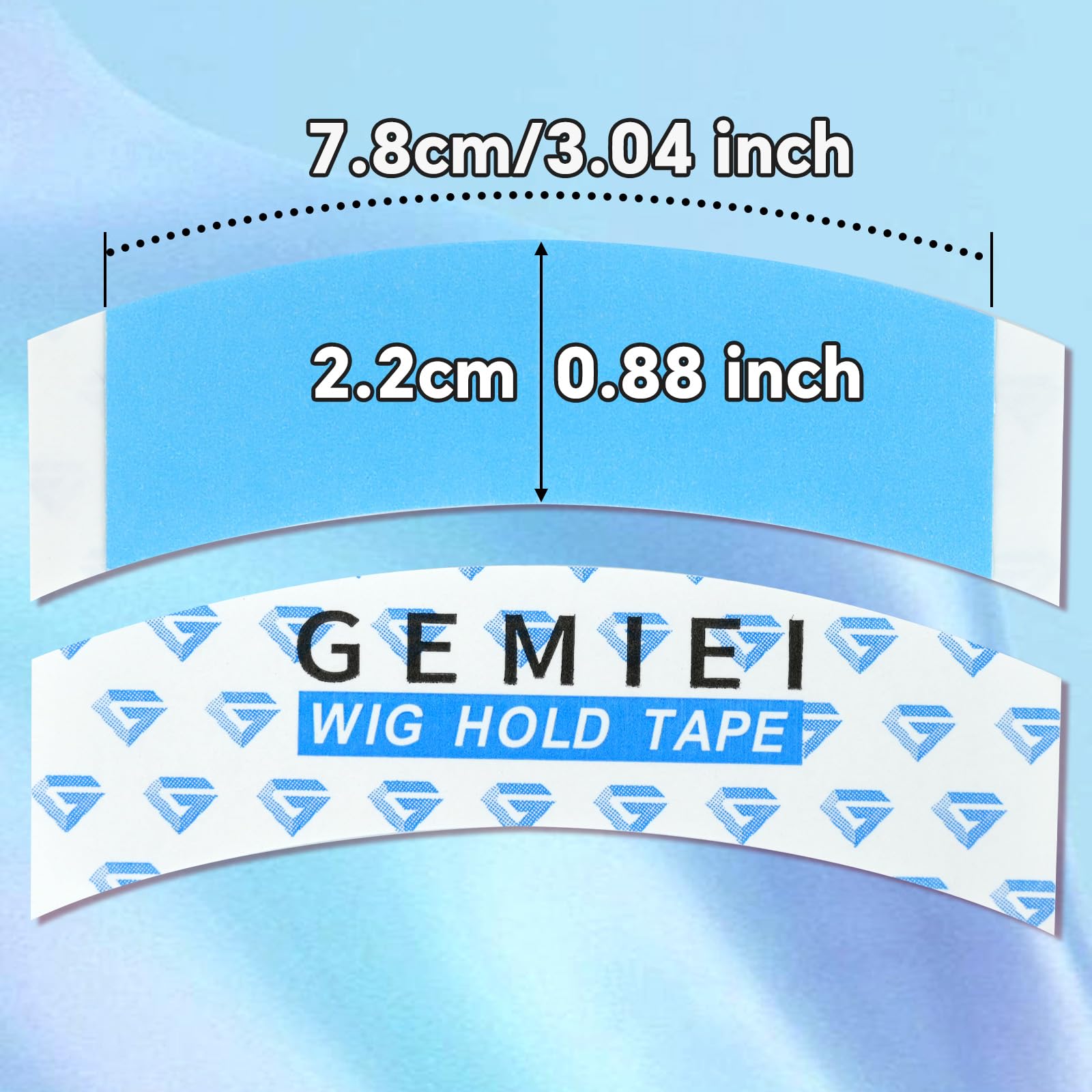 Close up of C-shaped double sided lace wig adhesive strips