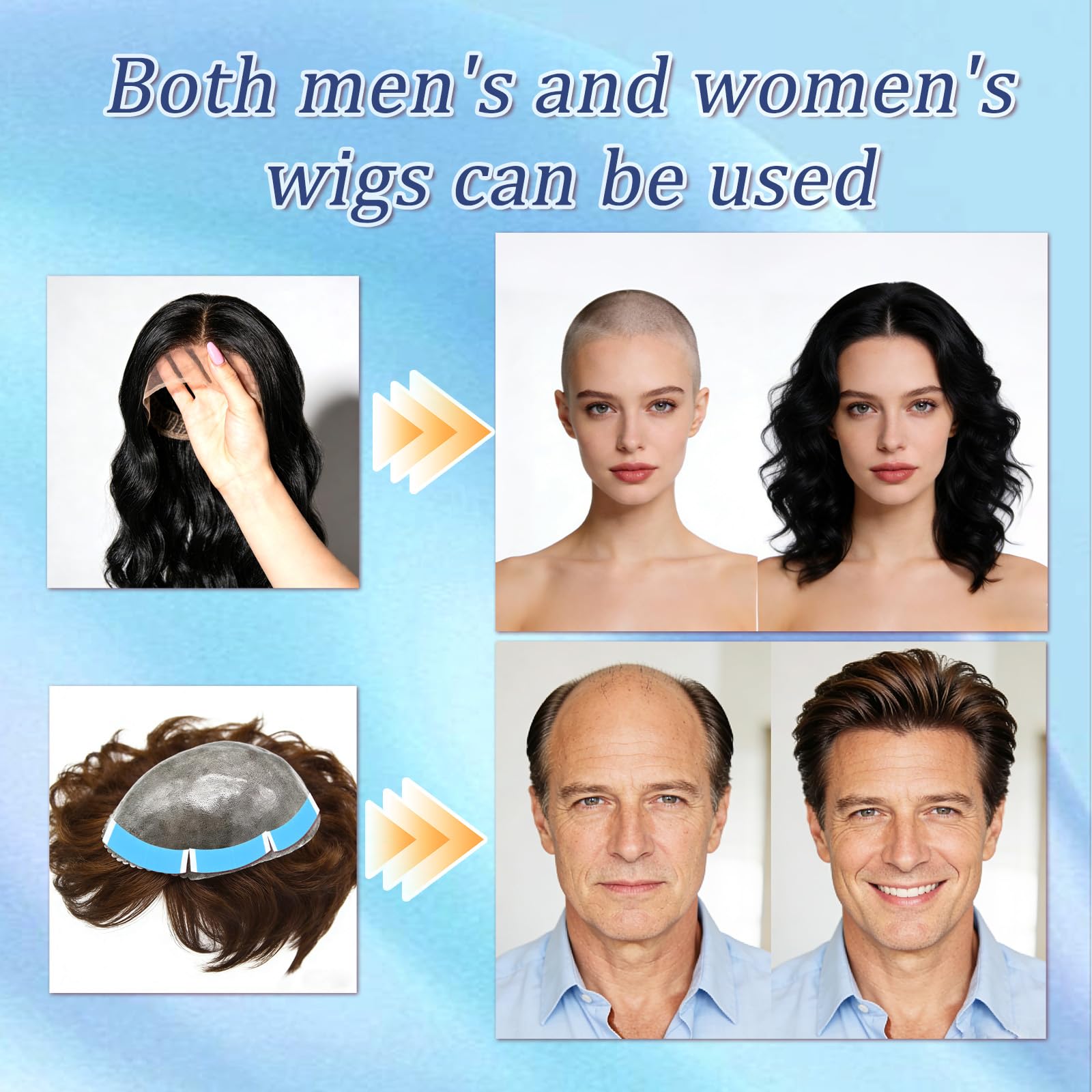 Demonstration of curved wig tape for hair system application