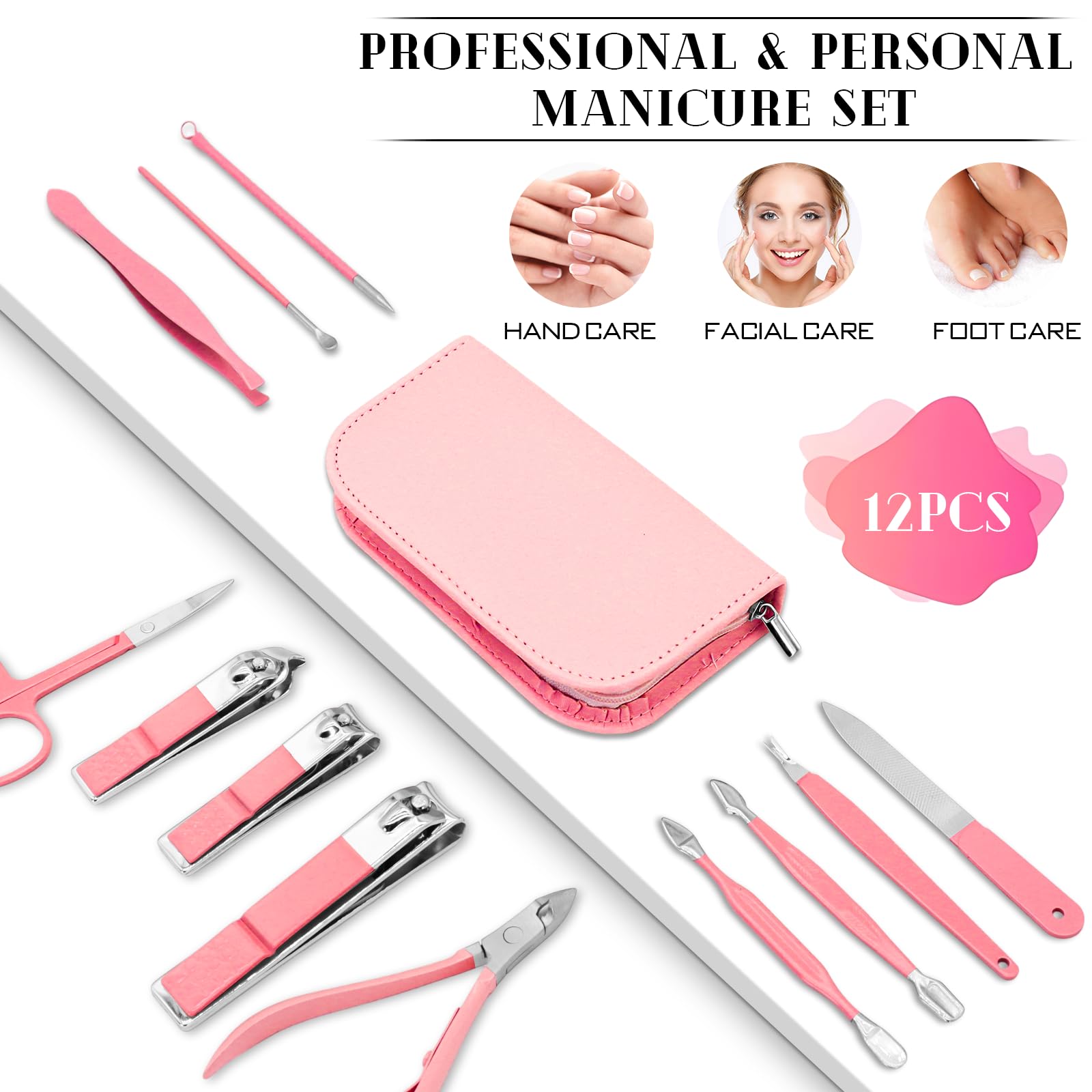 Bleswin nail care kit opened showing stainless steel tools