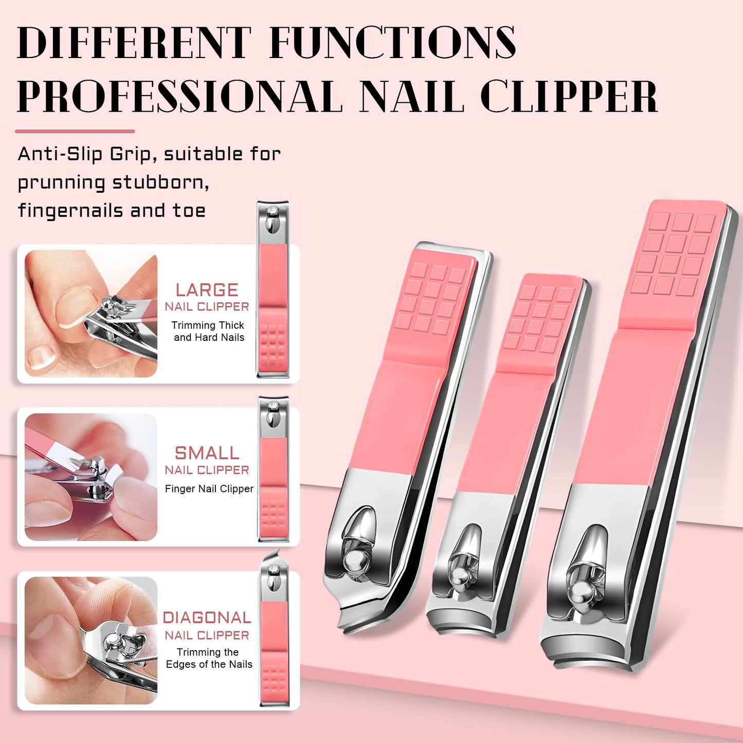 Close up of Bleswin professional nail clippers and grooming tools
