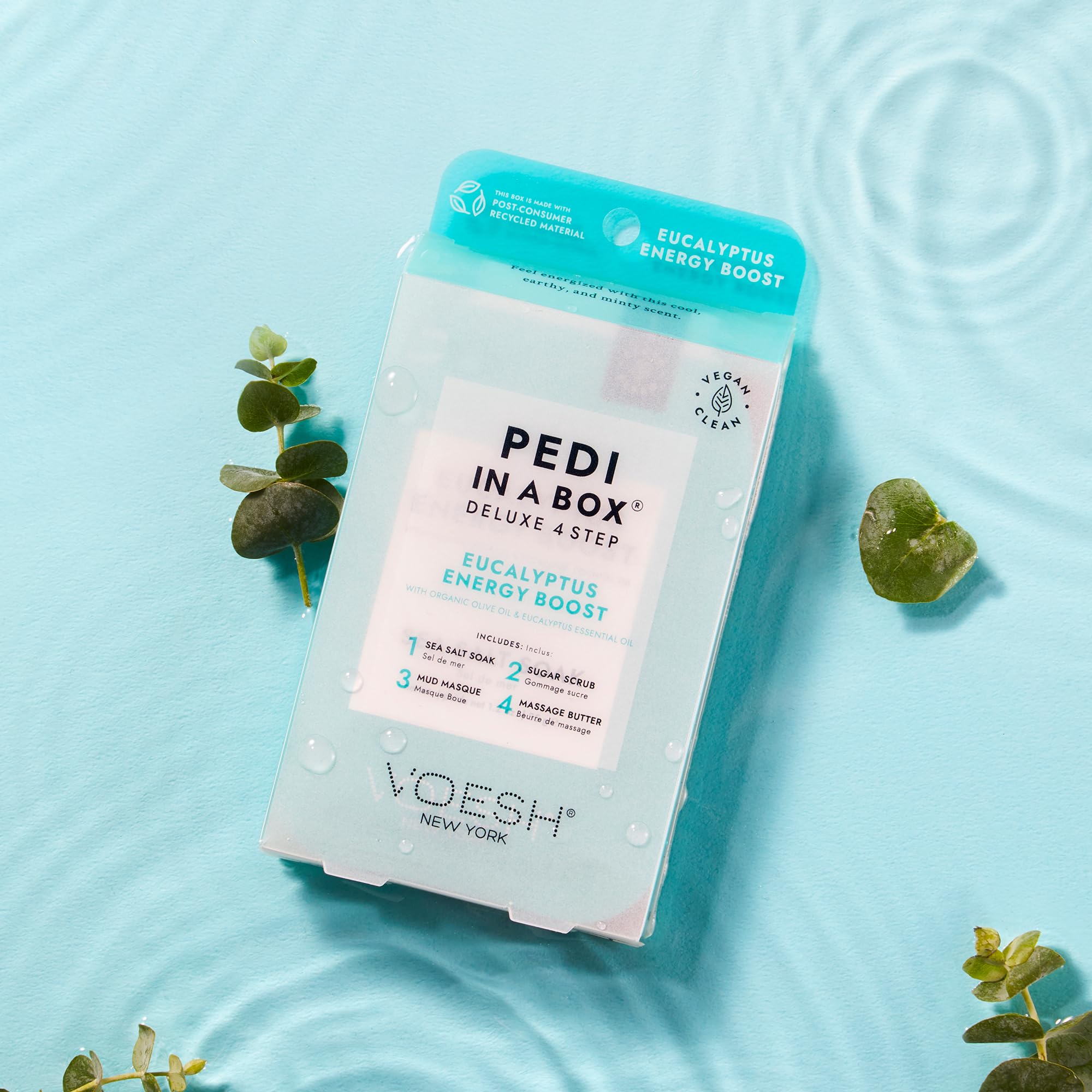Detailed view of VOESH Pedi in a Box 4-step components