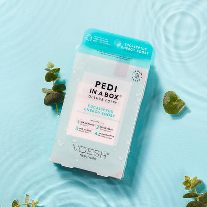 Detailed view of VOESH Pedi in a Box 4-step components