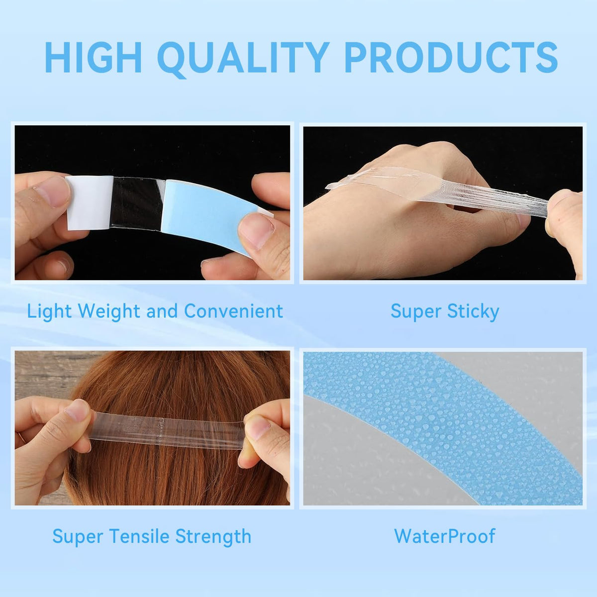Stack of 60 pieces double sided hair system tape for lace fronts