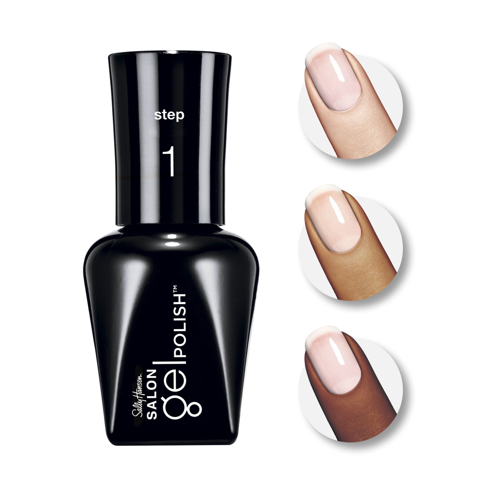 Close up of Sally Hansen gel base coat application