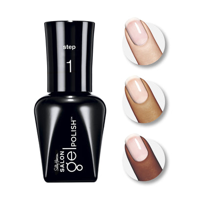 Close up of Sally Hansen gel base coat application