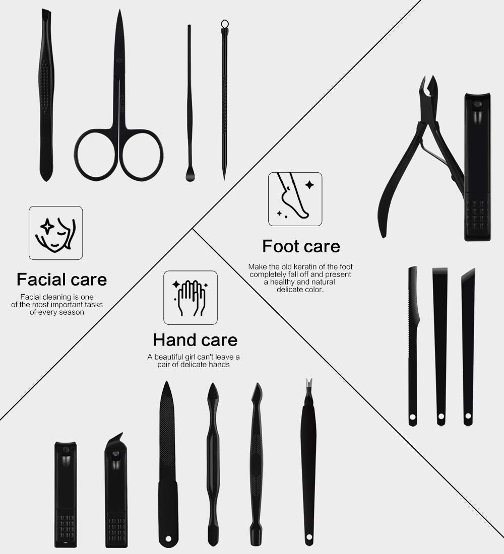Qlne pedicure set tools arranged on surface