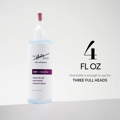 Professional hair extension removal tool bottle showing safe residue free formula