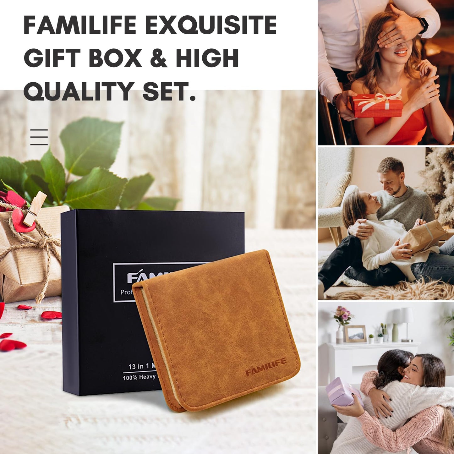 Side profile of Familife manicure set leather case closed