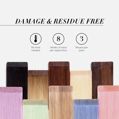 Back packaging labels of professional double sided hair extension tape showing safety guidelines and directions