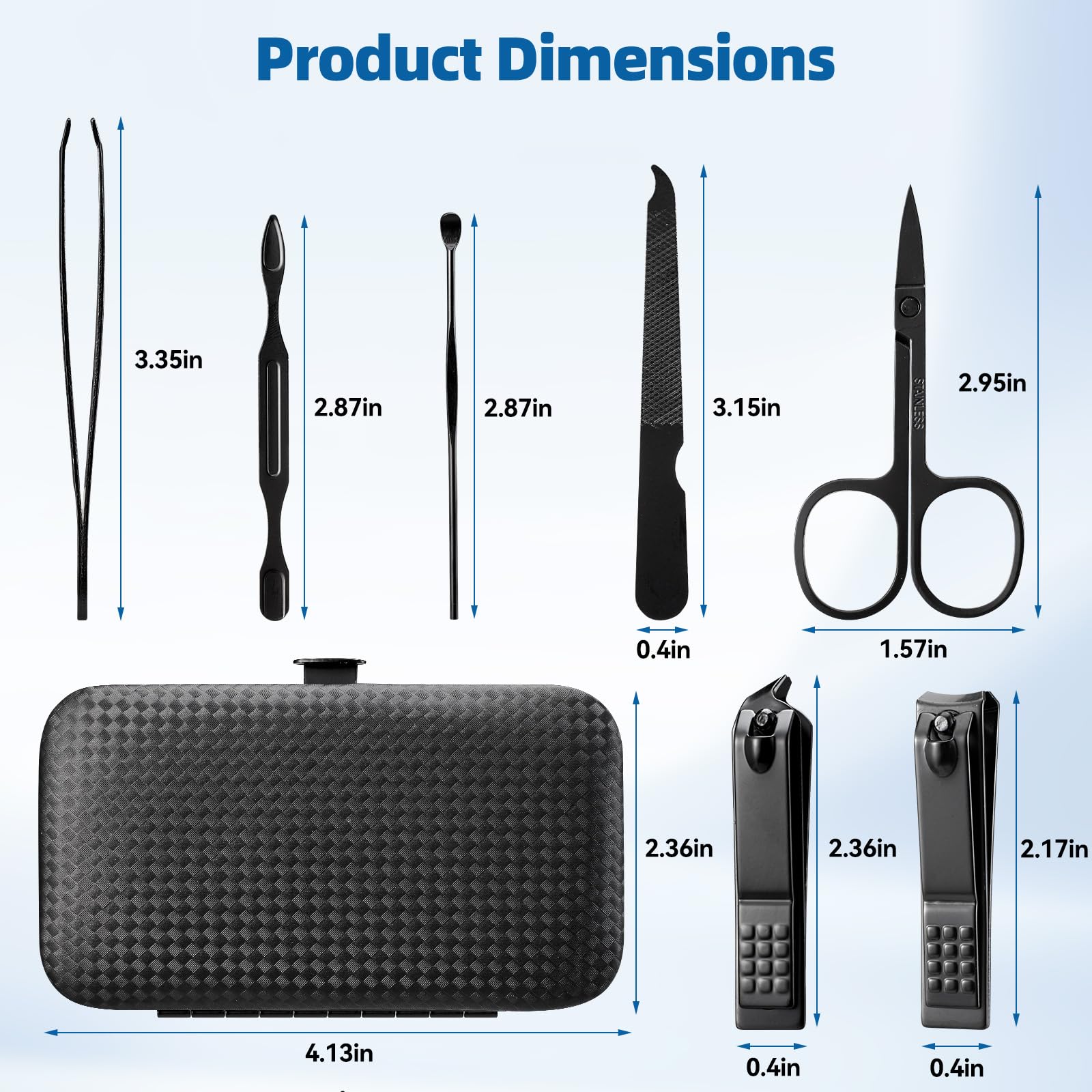 Keli stainless steel nail clippers and grooming tools set