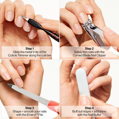 Dual-ended cuticle trimmer detail for manicure
