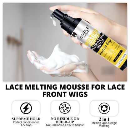 Lightweight styling foam pump bottle showing supreme hold lace melt mousse details