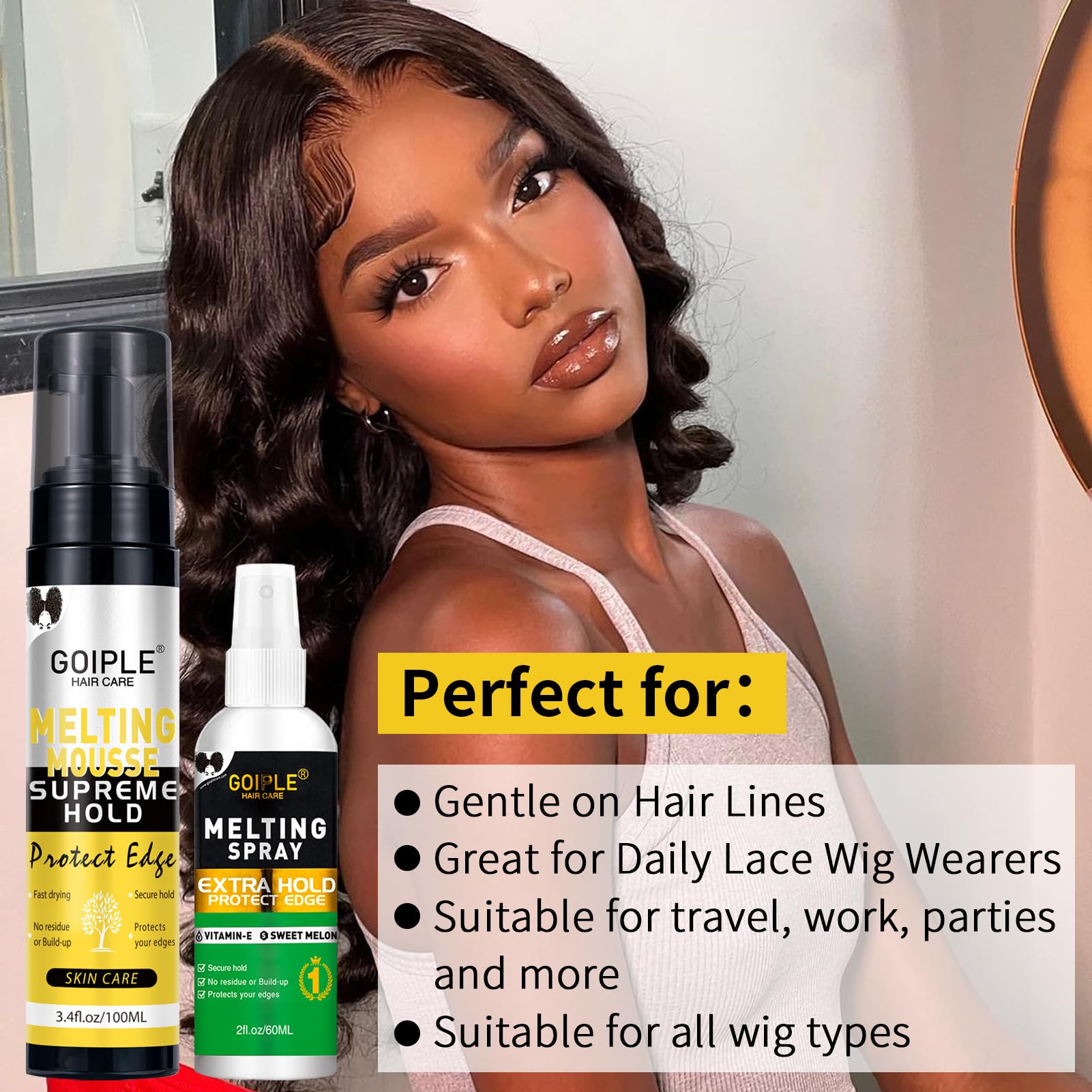 Premium authentic beauty product packaging for professional looking wig hairline melting