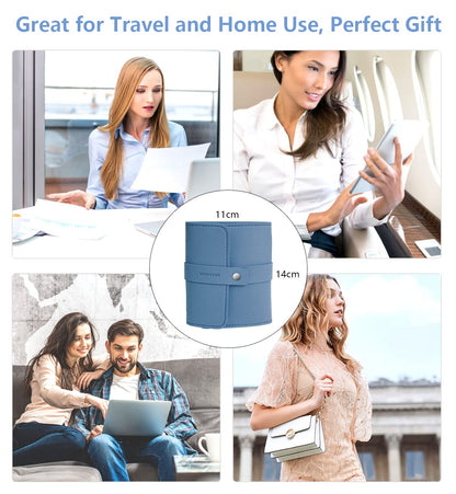 Travel-friendly portable nail grooming set in blue leather case