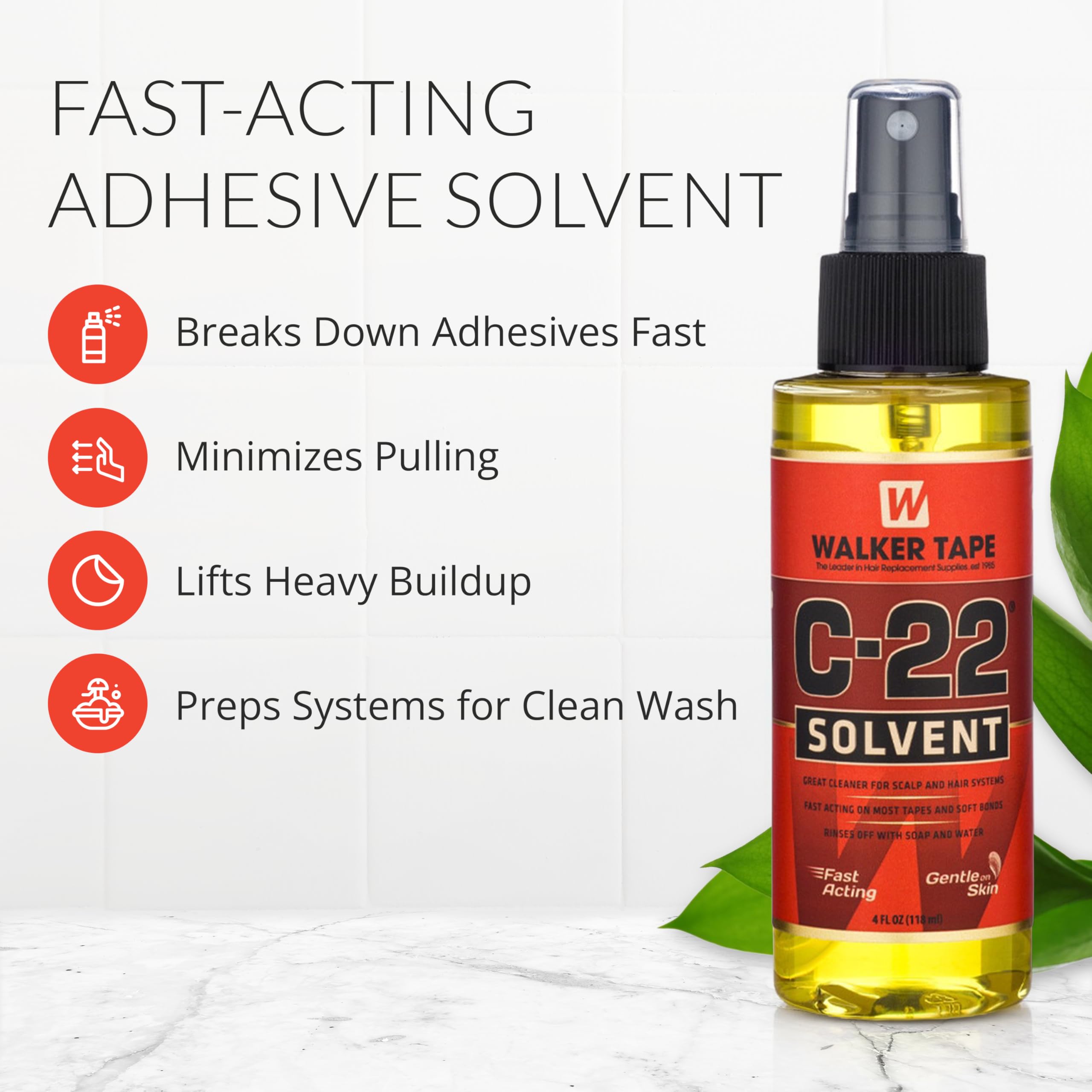 C-22 Solvent adhesive remover bottle showcasing the fast-acting citrus-based liquid formula.