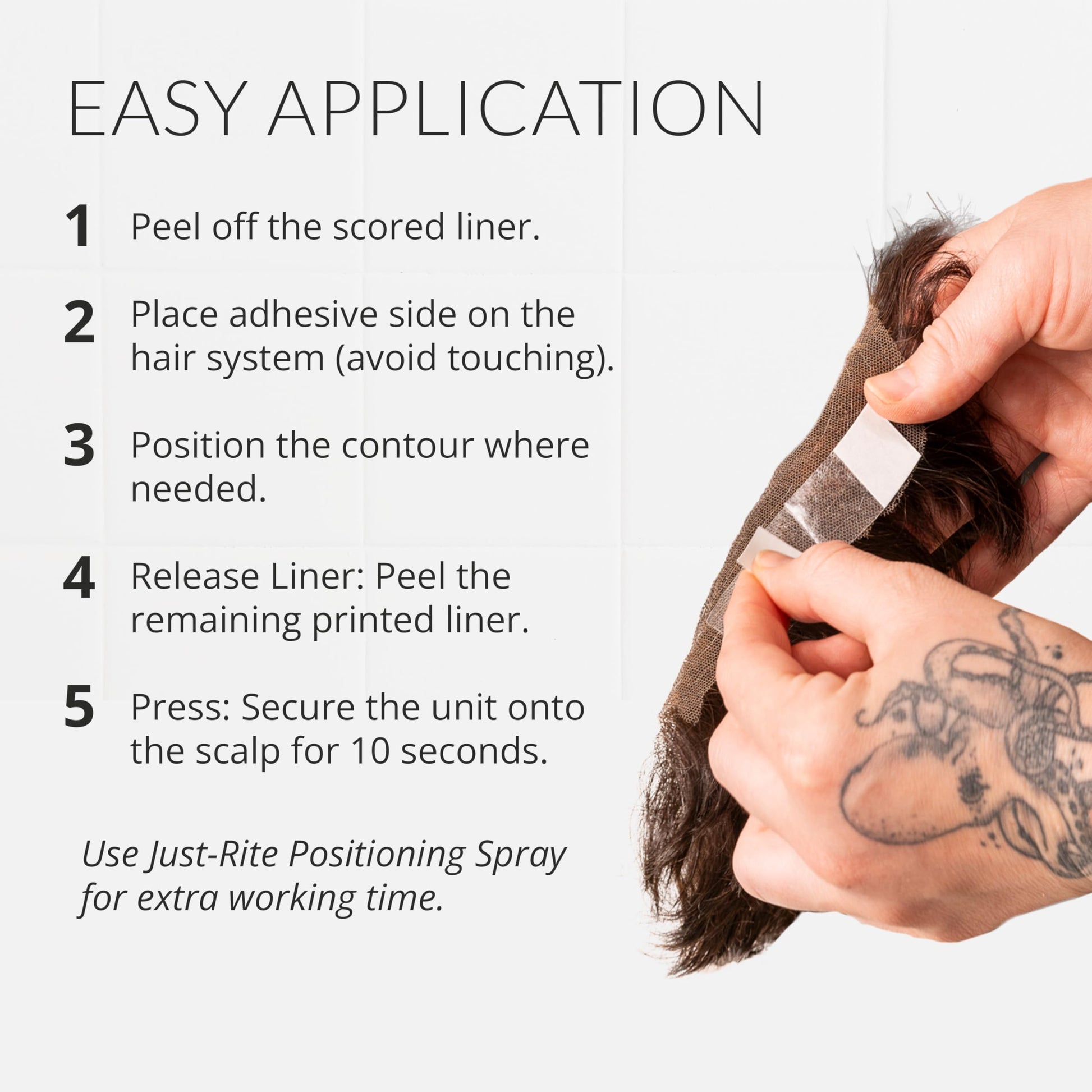Professional hair system adhesive tabs suitable for human hair extensions and lace front closures.