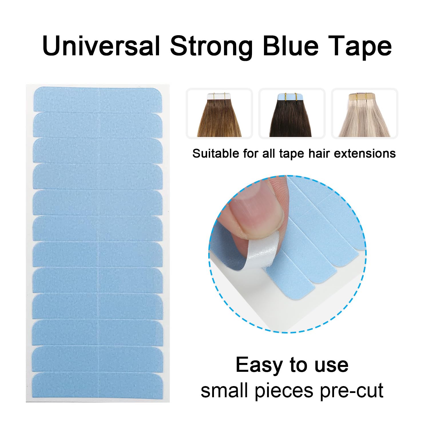 SUYYA professional adhesive hair extension strips showing center cut out backing