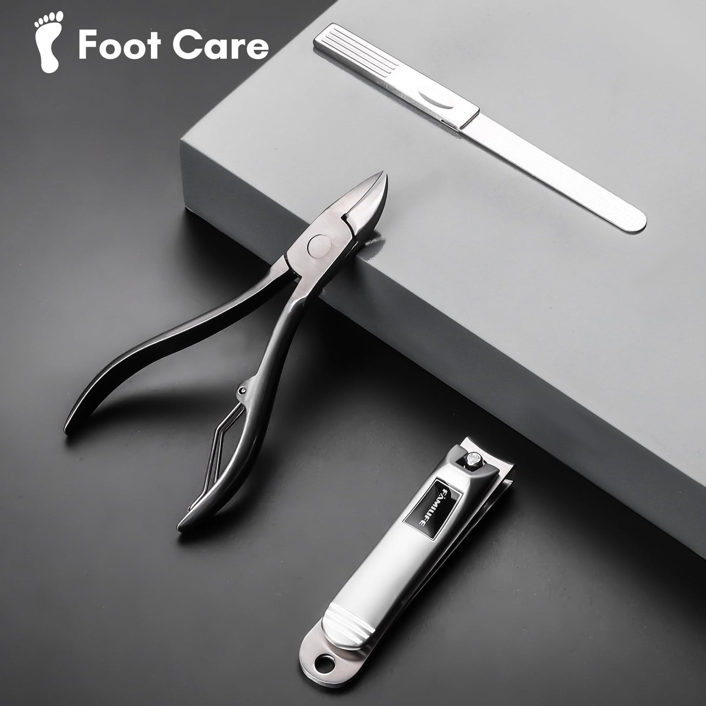 Manicure and pedicure kit in brown PU leather storage case