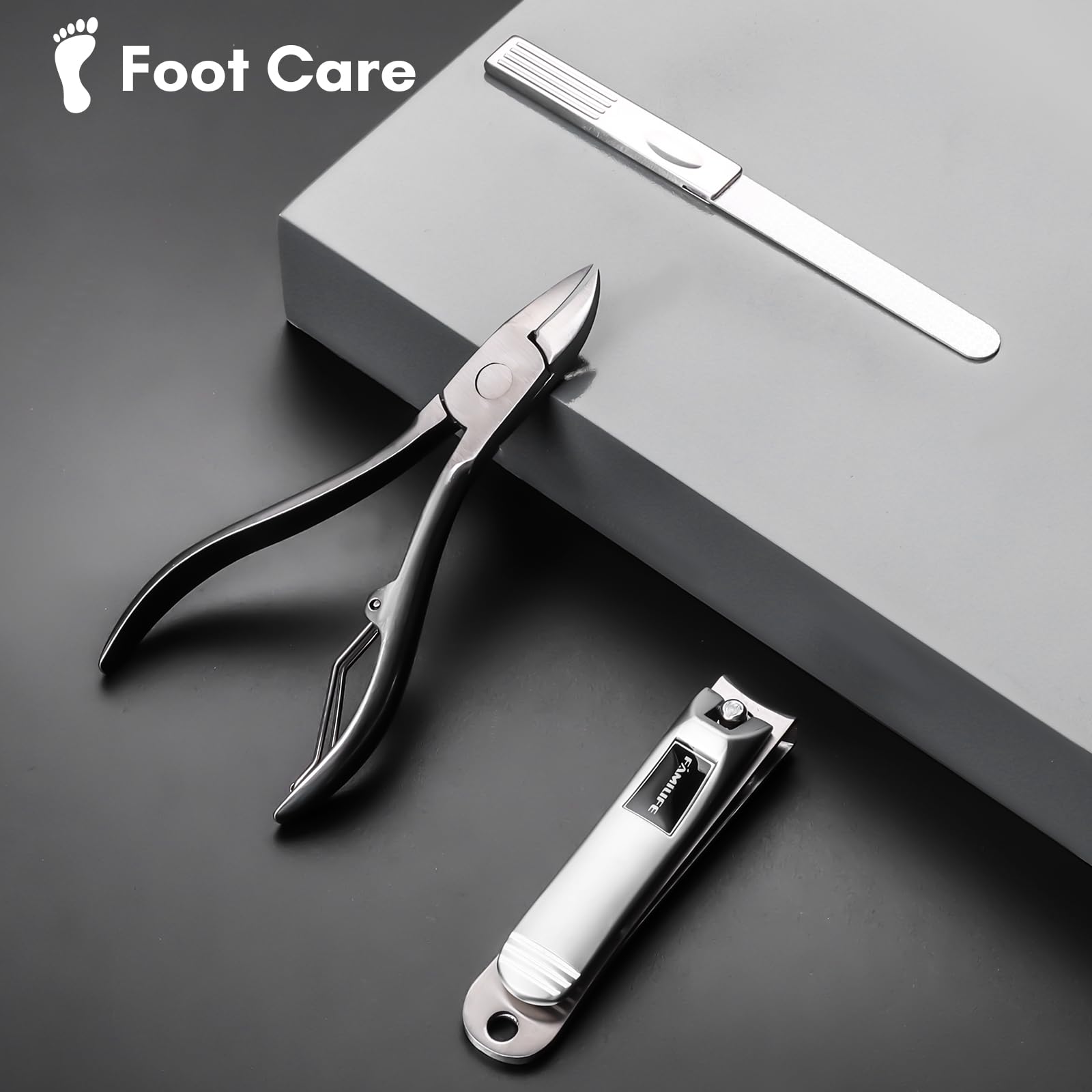 Manicure and pedicure kit in brown PU leather storage case