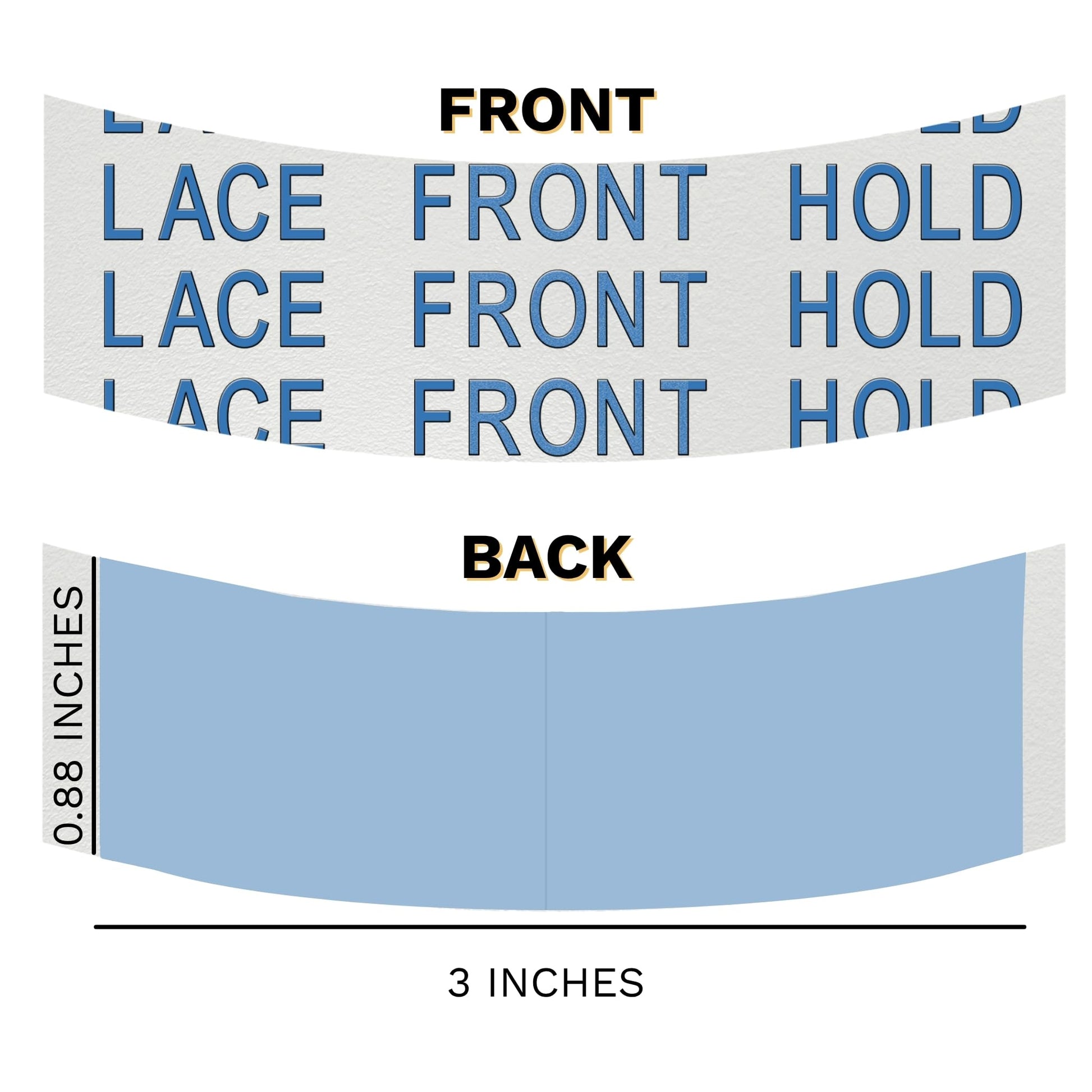 Waterproof lace front hold wig tape strips displaying clear matte texture