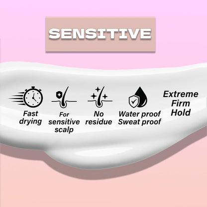Water resistant non toxic lace wig retention glue showing the fluid ounce packaging size