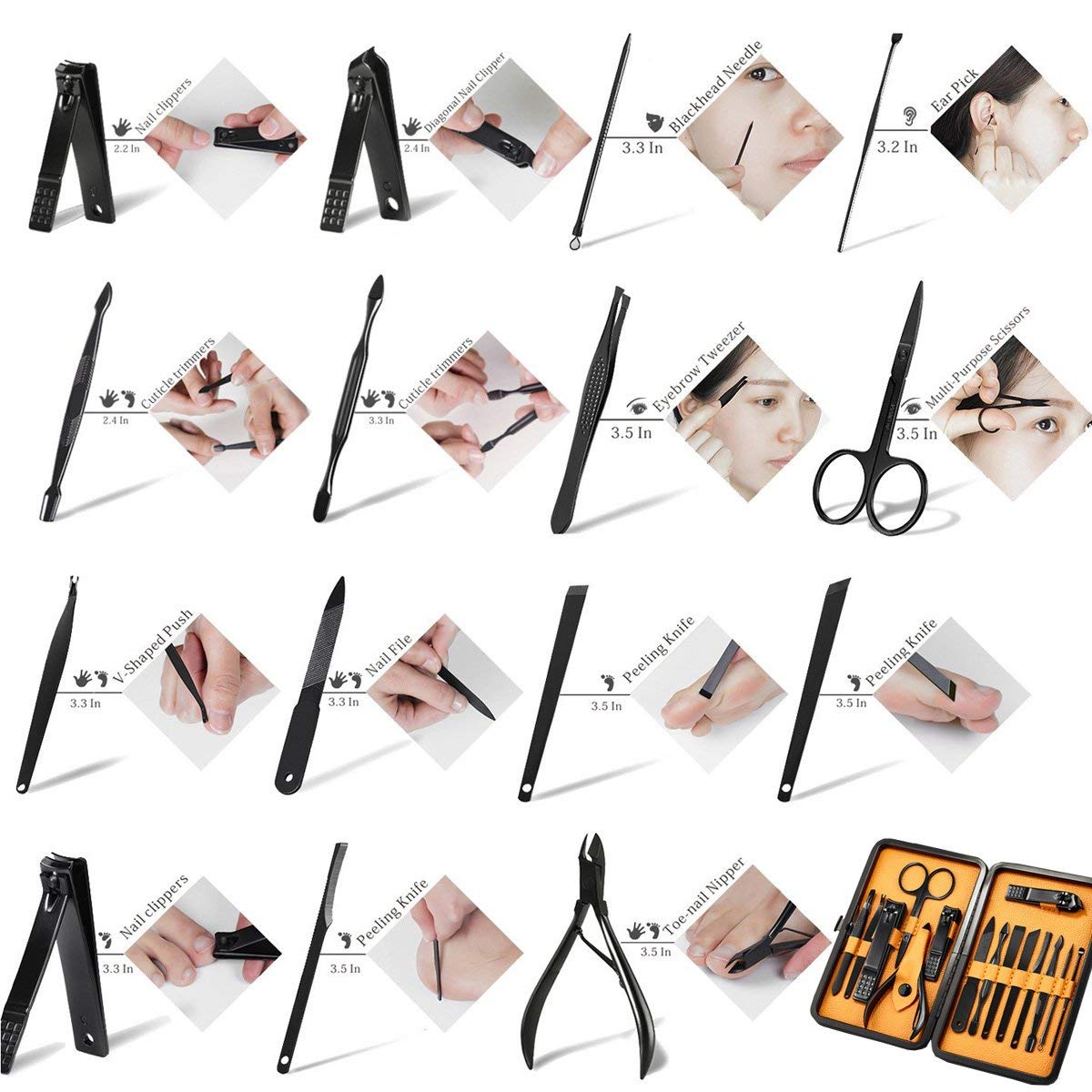 Side view of professional grooming tools inside leather case