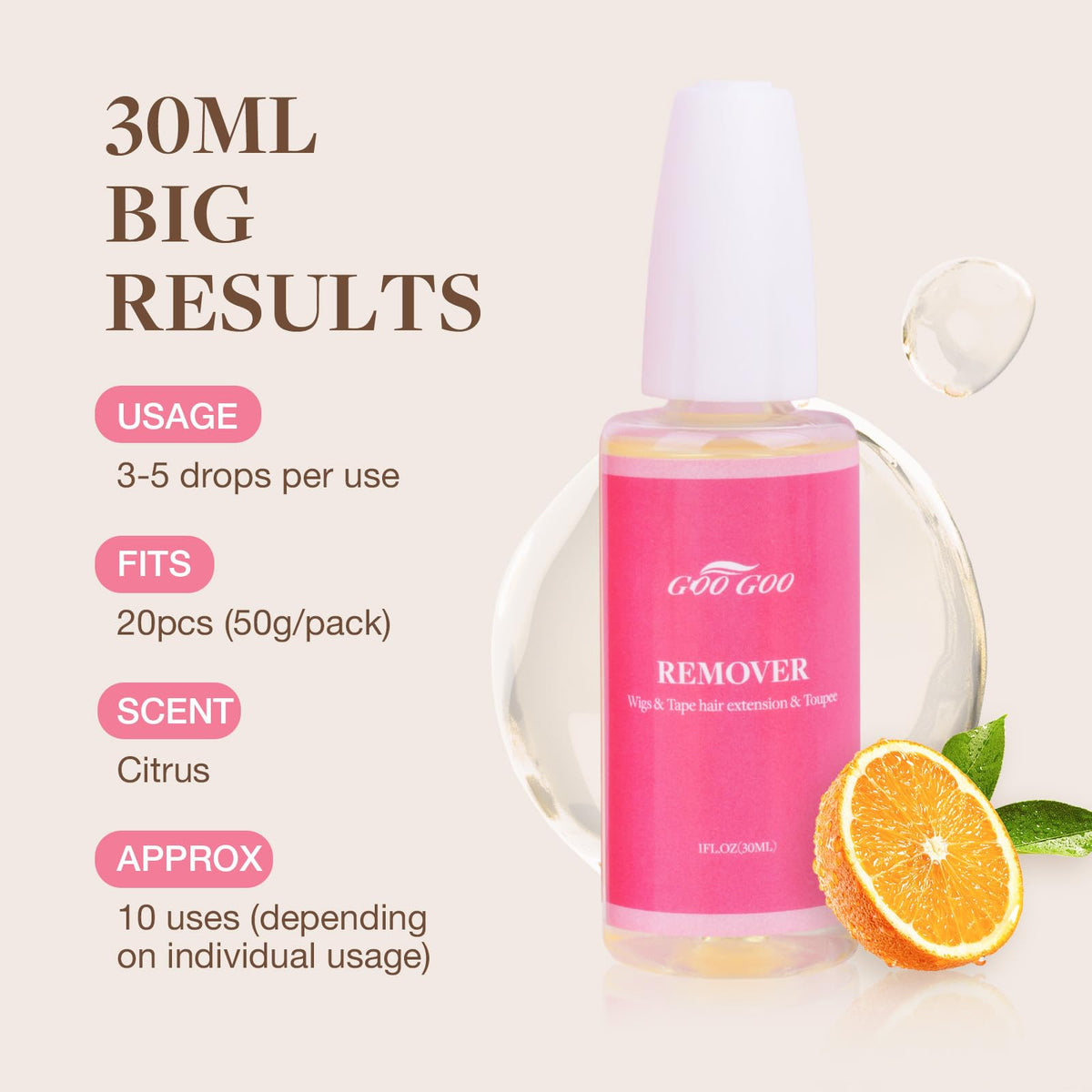 USA imported hair adhesive remover bottle on a clean background