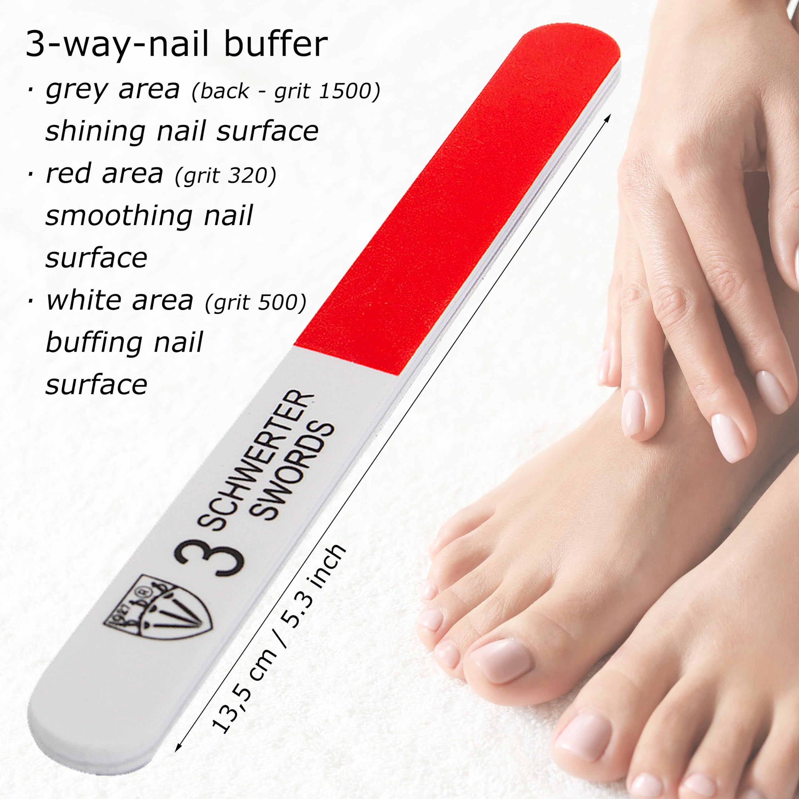 3-way nail buffer included in 3 Swords Germany manicure kit